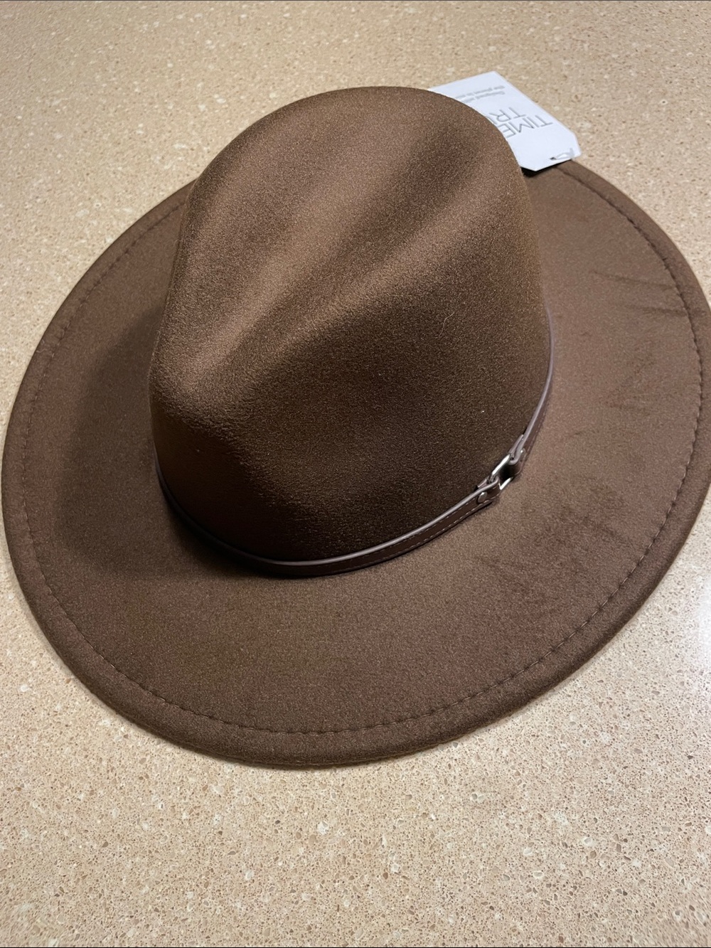 Time and Tru Brown Wide Brim Felt Fedora Hat